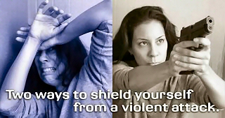 Picture showing two ways to shield yourself from an attacker